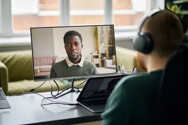 Man attending online mediation Chorley MIAMS session